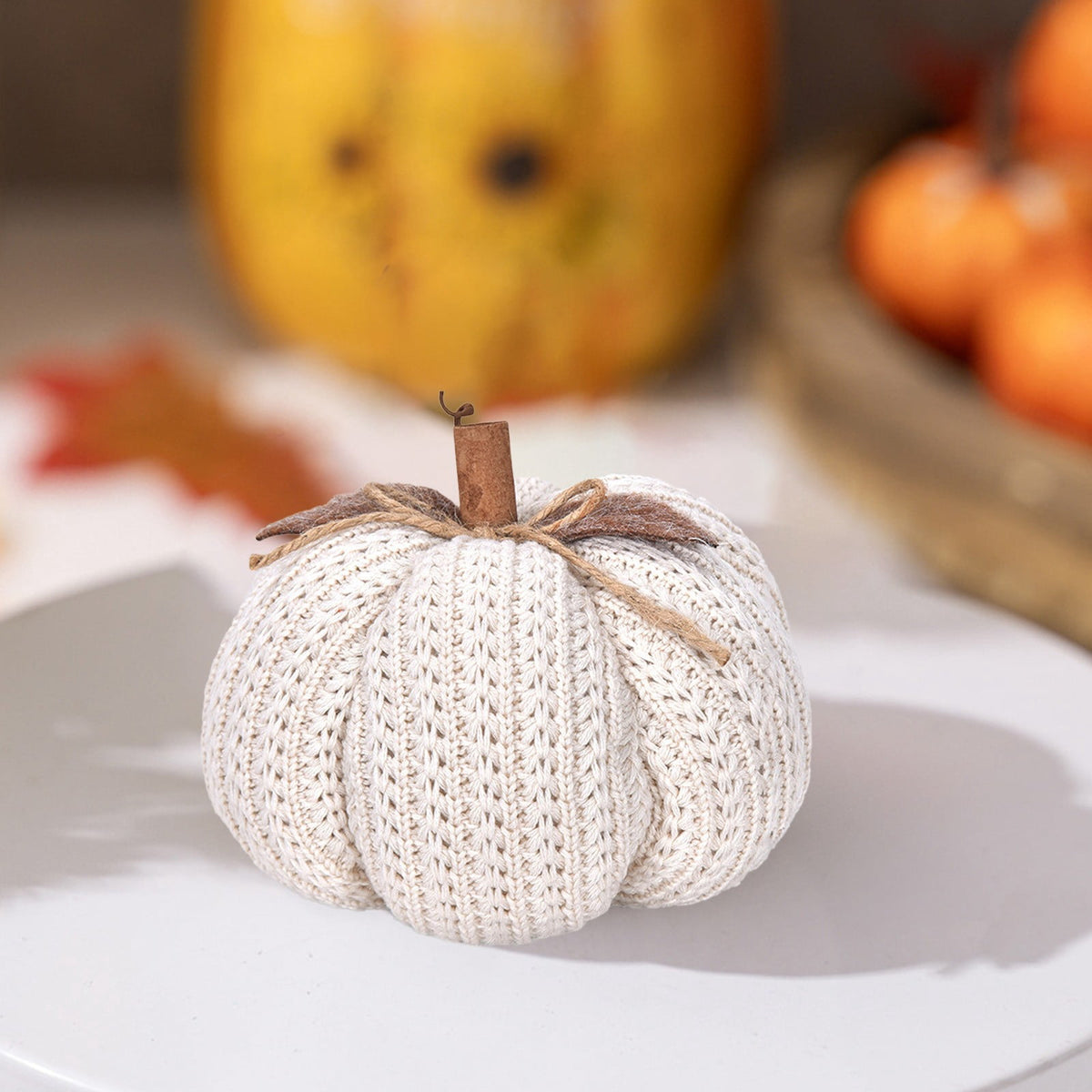 Taotanxi Fall Mini Crochet Pumpkins Seasonal Knit Decorative Pumpkins for Crafts Rustic Decor Farmhouse Decorative Fall Thanksgiving Centerpiece Table Decorations for Mantel Kitchen Gift