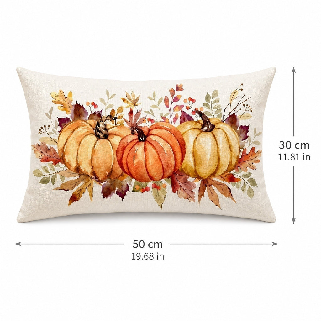 Fall Pumpkin Linen Pillow Cover, Thanksgiving Seasonal Decor Pillowcase, Farmhouse Style Great Housewarming Gift for Fall Home Decor