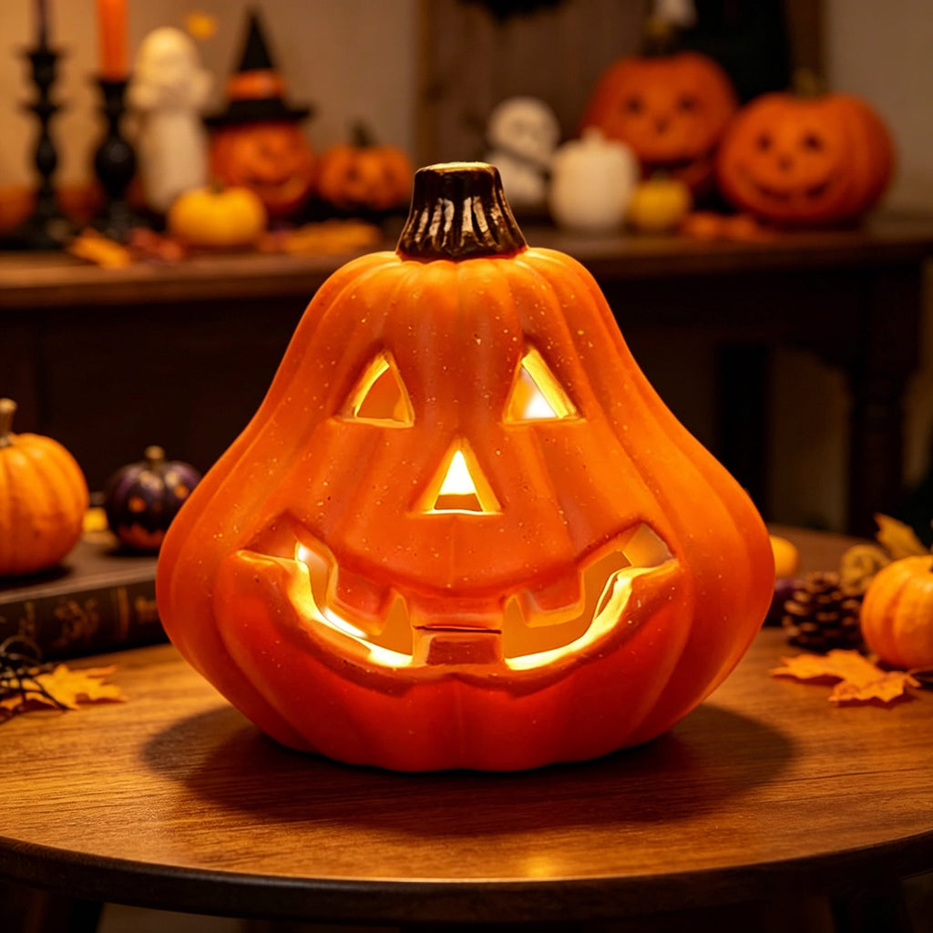 Large LED Lighted Pumpkin Decoration for Outdoor Yard Porch Home, Plastic Halloween Pumpkin with Bright Illumination, Ideal for Storefronts, Malls, and Holiday Displays