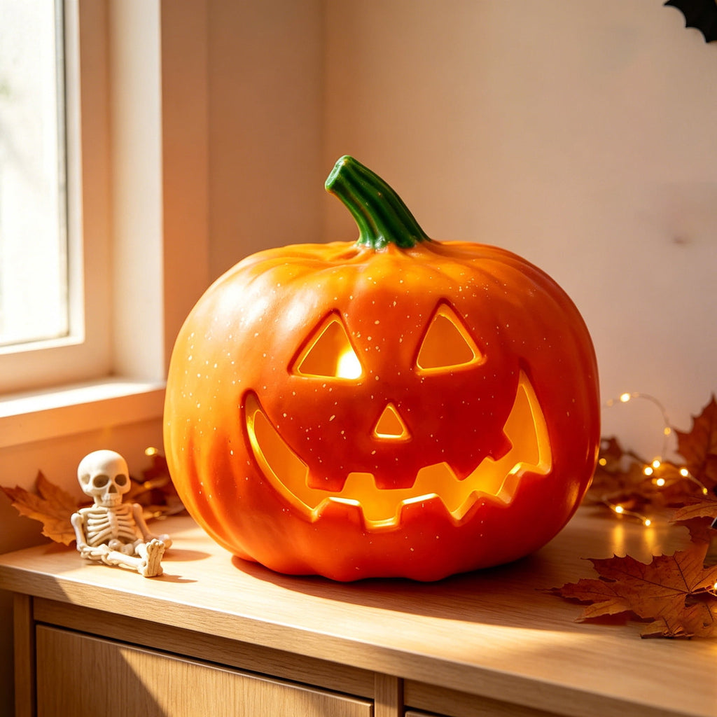 Halloween Lighted Pumpkin Large Plastic LED Pumpkin Decoration for Outdoor Yard Porch Home Storefront Shopping Mall Holiday Display Decor