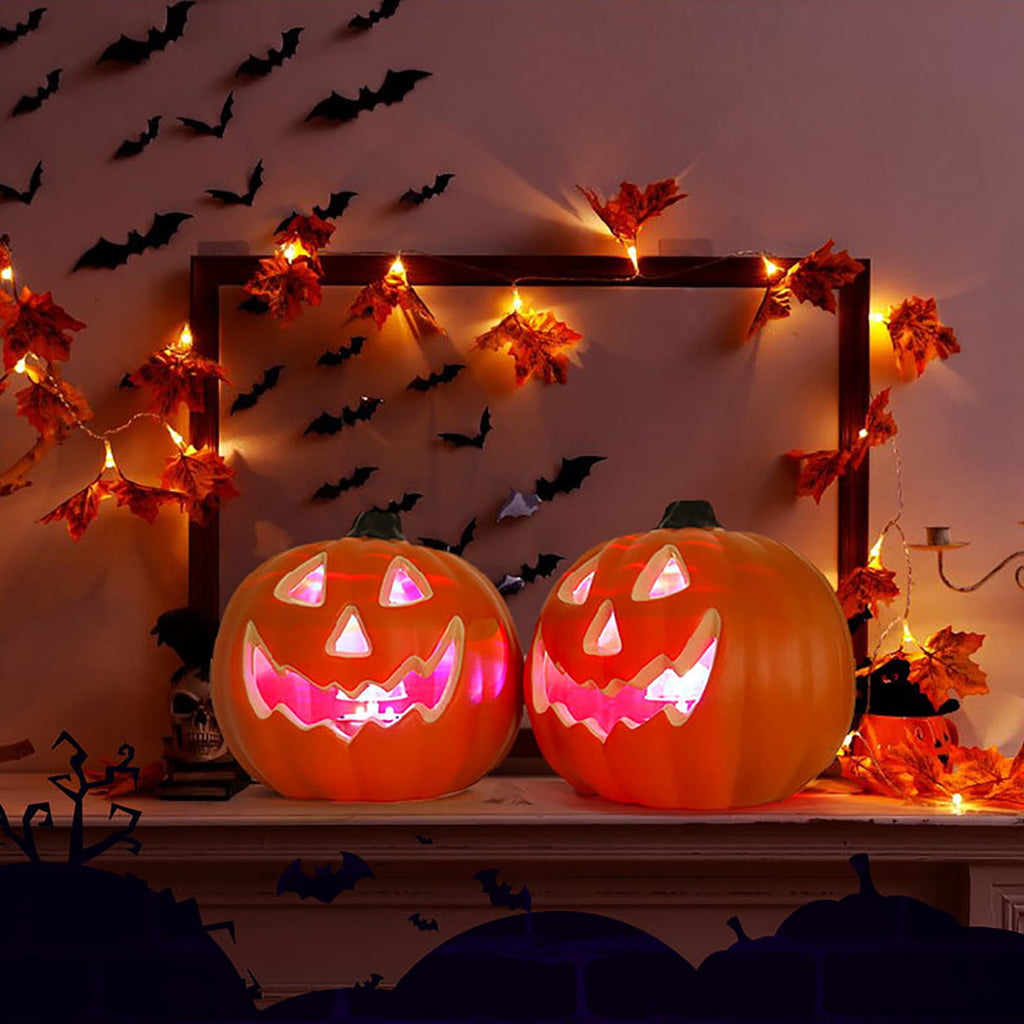 SRUILUO Halloween Light up Jack-O-Lantern, Fall Thanksgiving Pumpkin Light Decorations, Pumpkin Prop with LED Light, Halloween Tabletop Decorations Props for Indoor Outdoor Decor (No Battery)