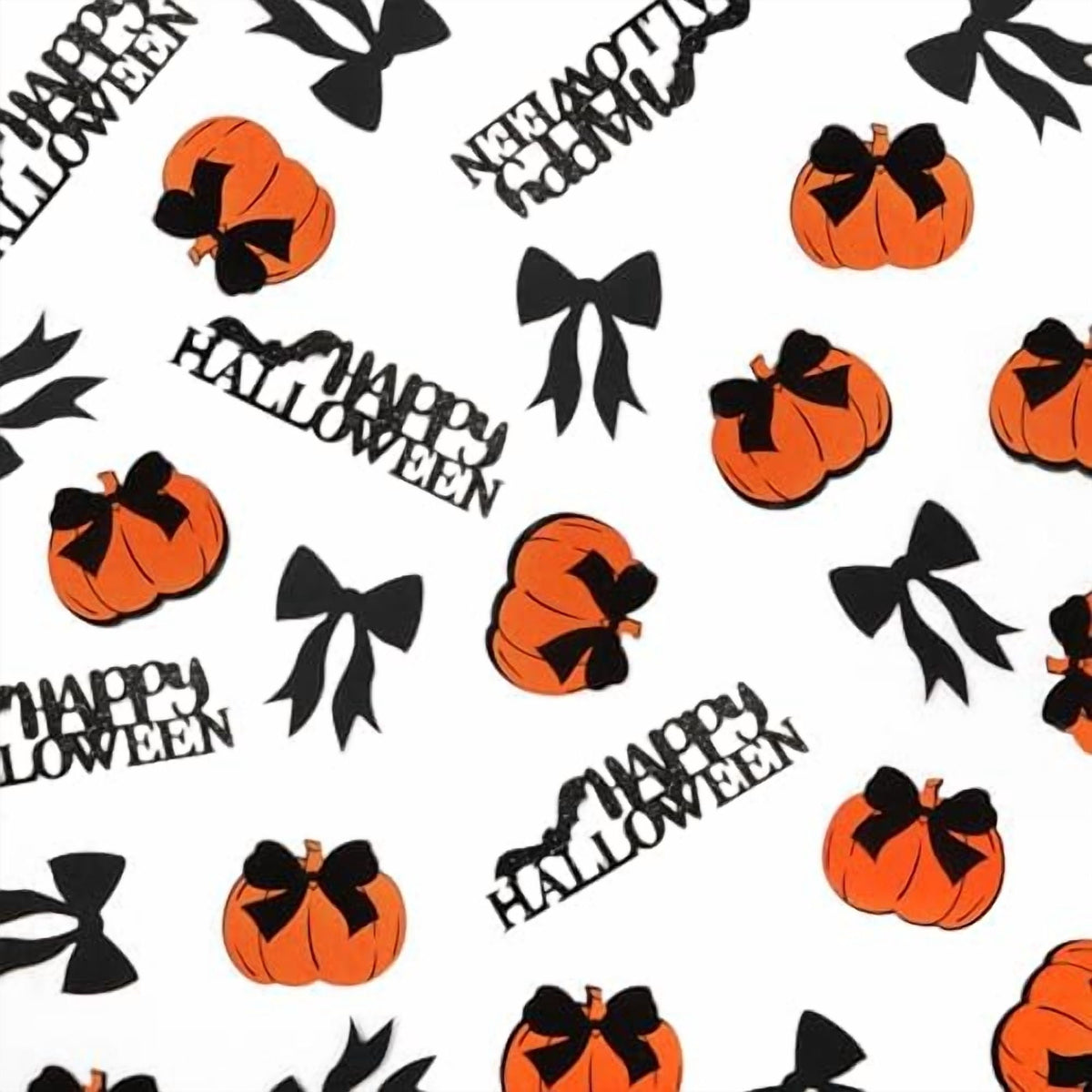 200 Piece Black Bow and Pumpkin Halloween Confetti