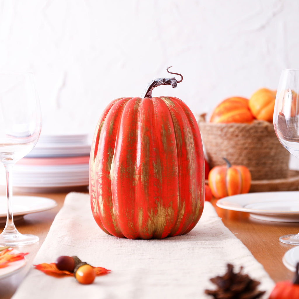 RUINIXCW 8 Inch Large Artificial Pumpkins Fall Decorations Thanksgiving Halloween Pumpkins Giant Fake Pumpkins Foam Pumpkins Autumn Harvest Home Decor