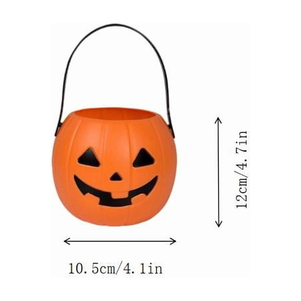 Kumdkd Halloween Pumpkin Bucket for Kids - Plastic Trick or Treat Candy Pail with Handle, Party Decor