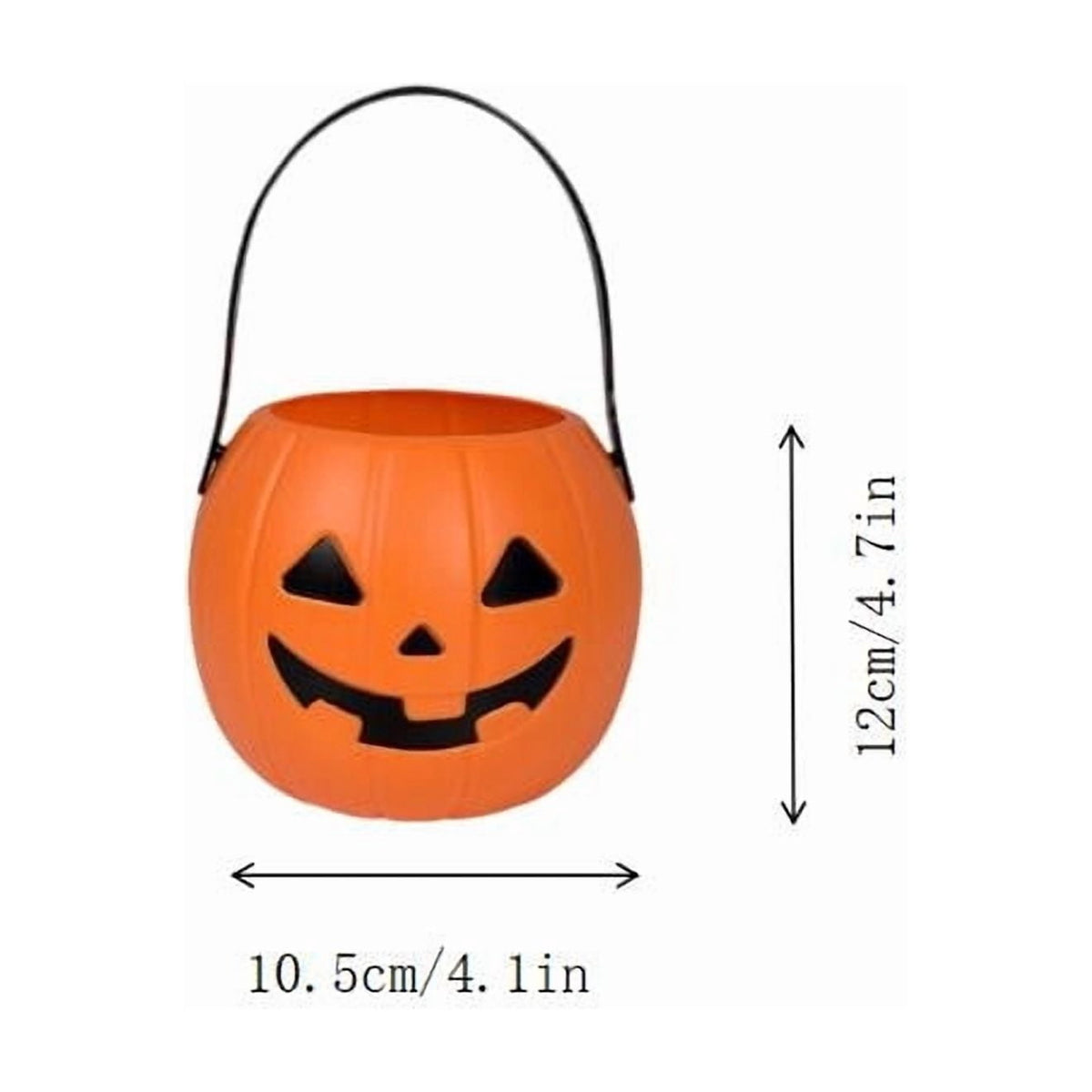Kumdkd Halloween Pumpkin Bucket for Kids - Plastic Trick or Treat Candy Pail with Handle, Party Decor