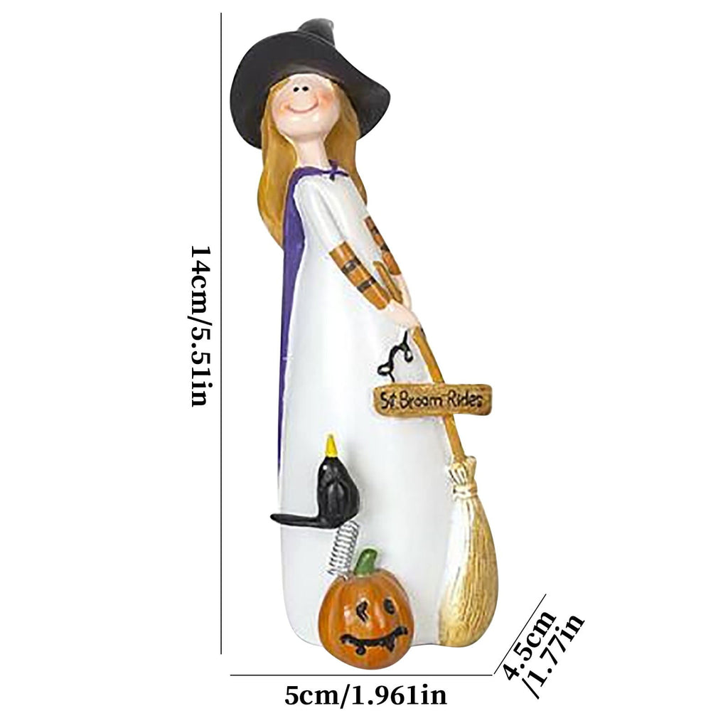 Halloween Witches Figurine Tabletop Decor,Resin Witch Statues Decorations with Classic Witches Hats,Cat,Ghost,Crow, and Pumpkins,Holiday,Party,Home Decor and Fall Decor