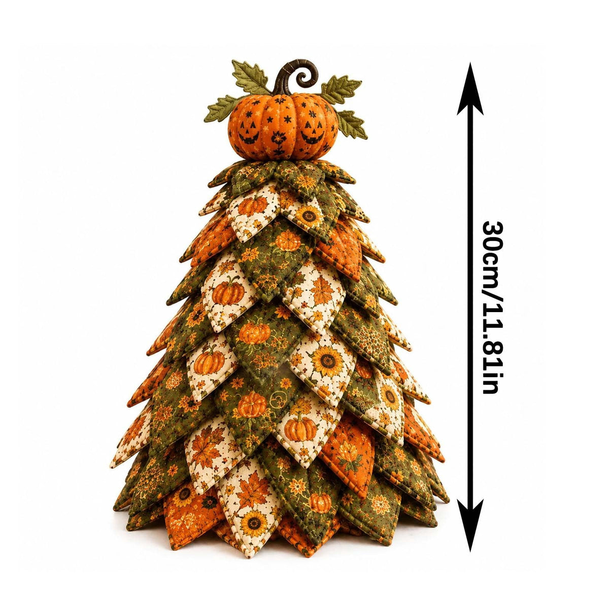 Lypsnake DIY Halloween Quilted Fabric Tree Kit, Vintage Pumpkin Sunflower Patchwork, 3D Padded Sewing Craft Project for Autumn Harvest Decor