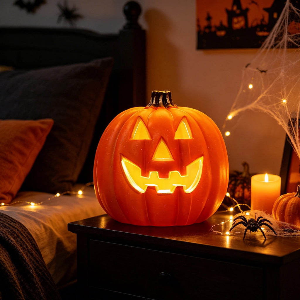 Halloween Lighted Pumpkin Large Plastic LED Pumpkin Decoration for Outdoor Yard Porch Home Storefront Shopping Mall Holiday Display Decor