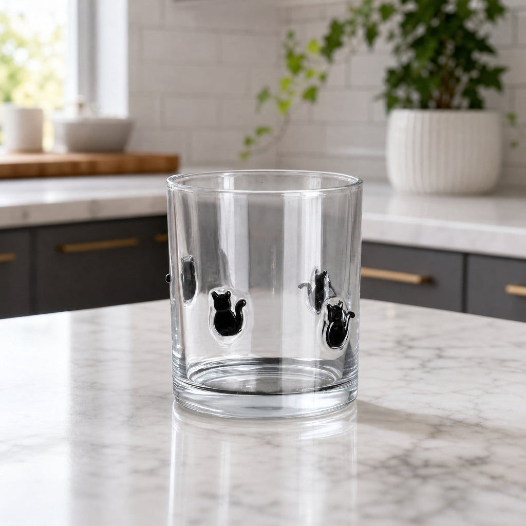 Qocolcyl Halloween Icon Glass Cups- 350ml Pumpkin Black Cat Bat Ghost Stemless Wine Glasses Old Fashioned Icon Hand Blown Drinking Cups for Party Supplies&Gift