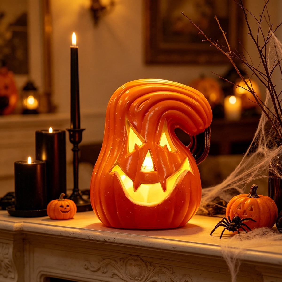 Halloween Lighted Pumpkin Decoration, Glowing Jack o Lanterns, Large LED Pumpkin Lamp with Warm Glow, Outdoor Yard Porch Halloween Decor, Holiday Display Ornament for Home Party