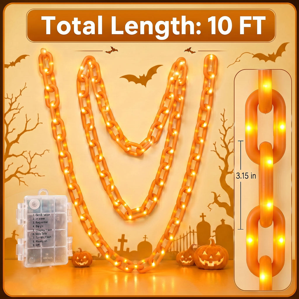 VOLIVO Halloween Chain Lights, 10FT 8 Modes Waterproof Battery Operated Halloween Decorations for Outdoor Party, Cosplay, Spooky (Purple)