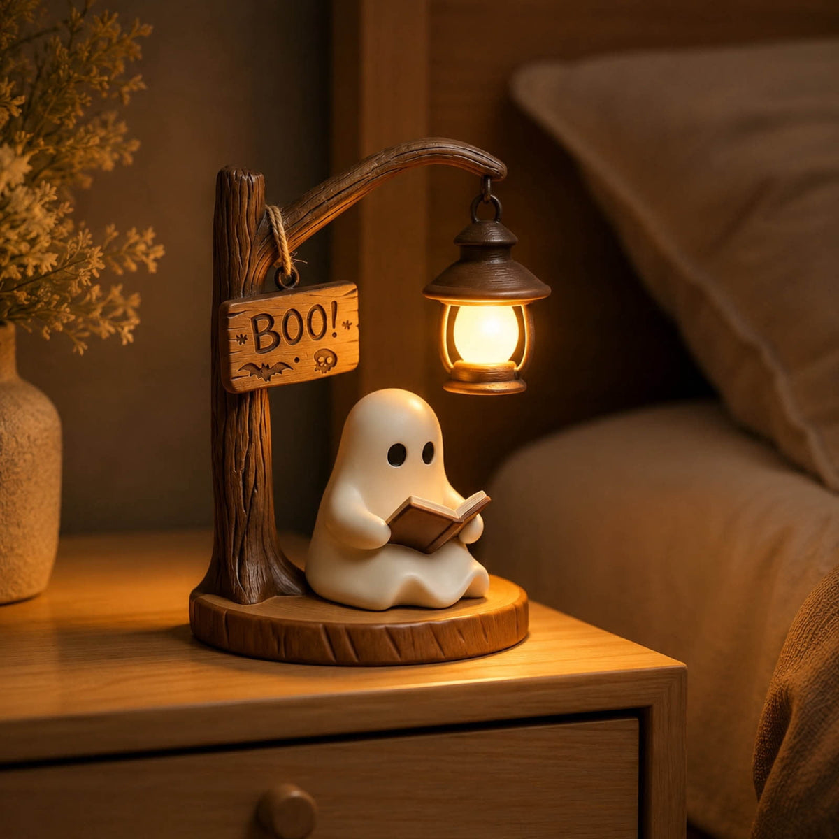 Halloween Pumpkin Night Light With Witch Hat Acrylic LED Tabletop Ornament, Spooky Glowing Figurine for Home Party Bedroom Holiday Decoration