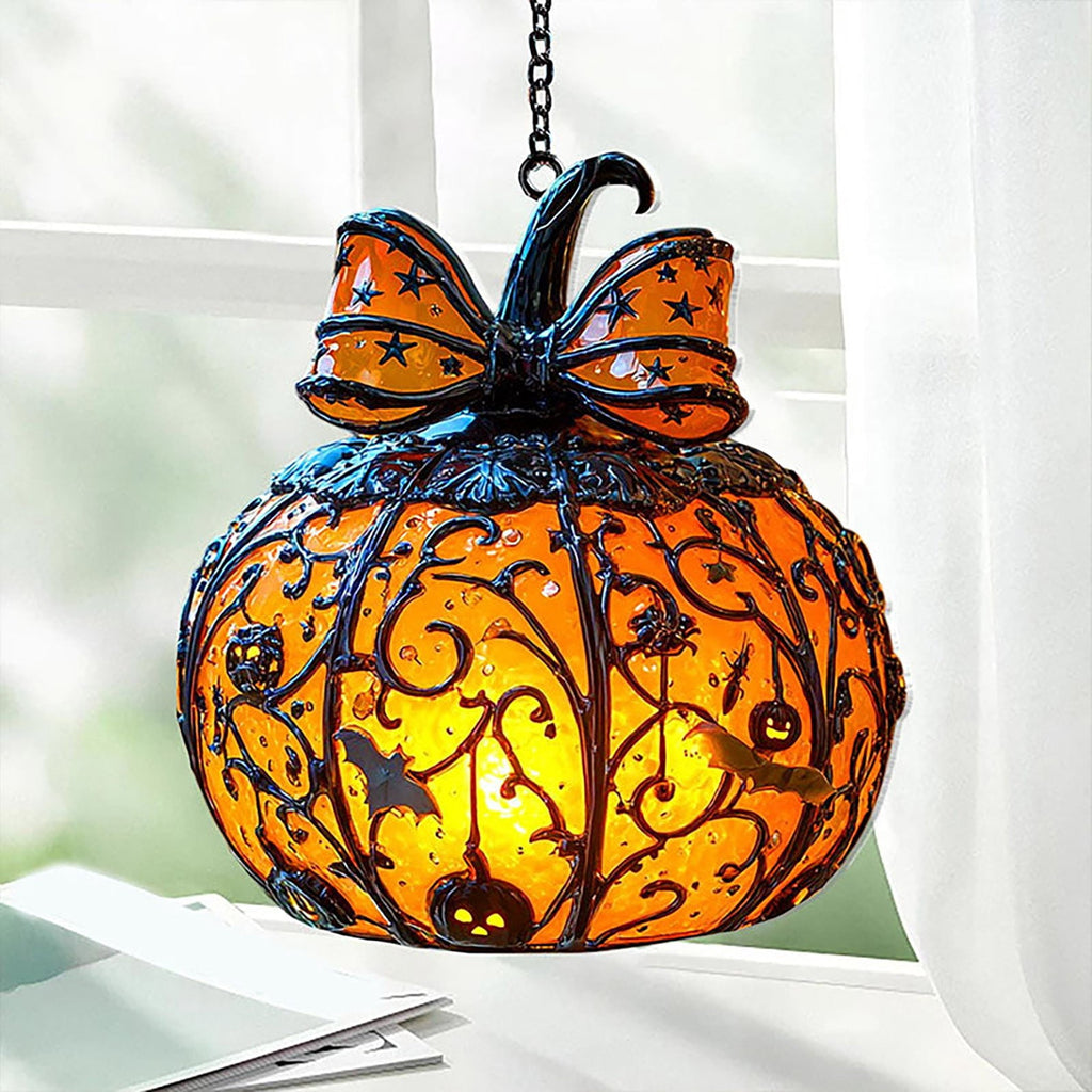Acrylic Halloween Pumpkin Pendant Hanging Ornament - Spooky Fall Home Decor for Porch Wall Door Indoor Outdoor