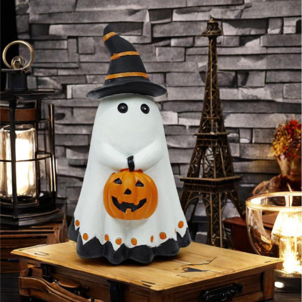 Halloween Pumpkin Ornament Clearance Halloween Ornament Ceramic White Figurines Resin Halloween Ornaments Halloween Sculpture Decor for Bedroom Living Room