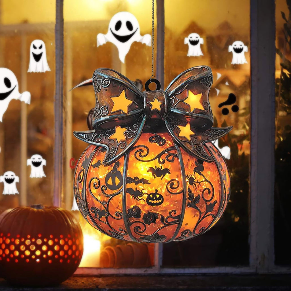Orangide Halloween Pumpkin Pendant Acrylic Hanging Ornament Fall Decor Cute Jack-O-Lantern Decorations for Home Window Car Rearview Mirror Indoor Outdoor