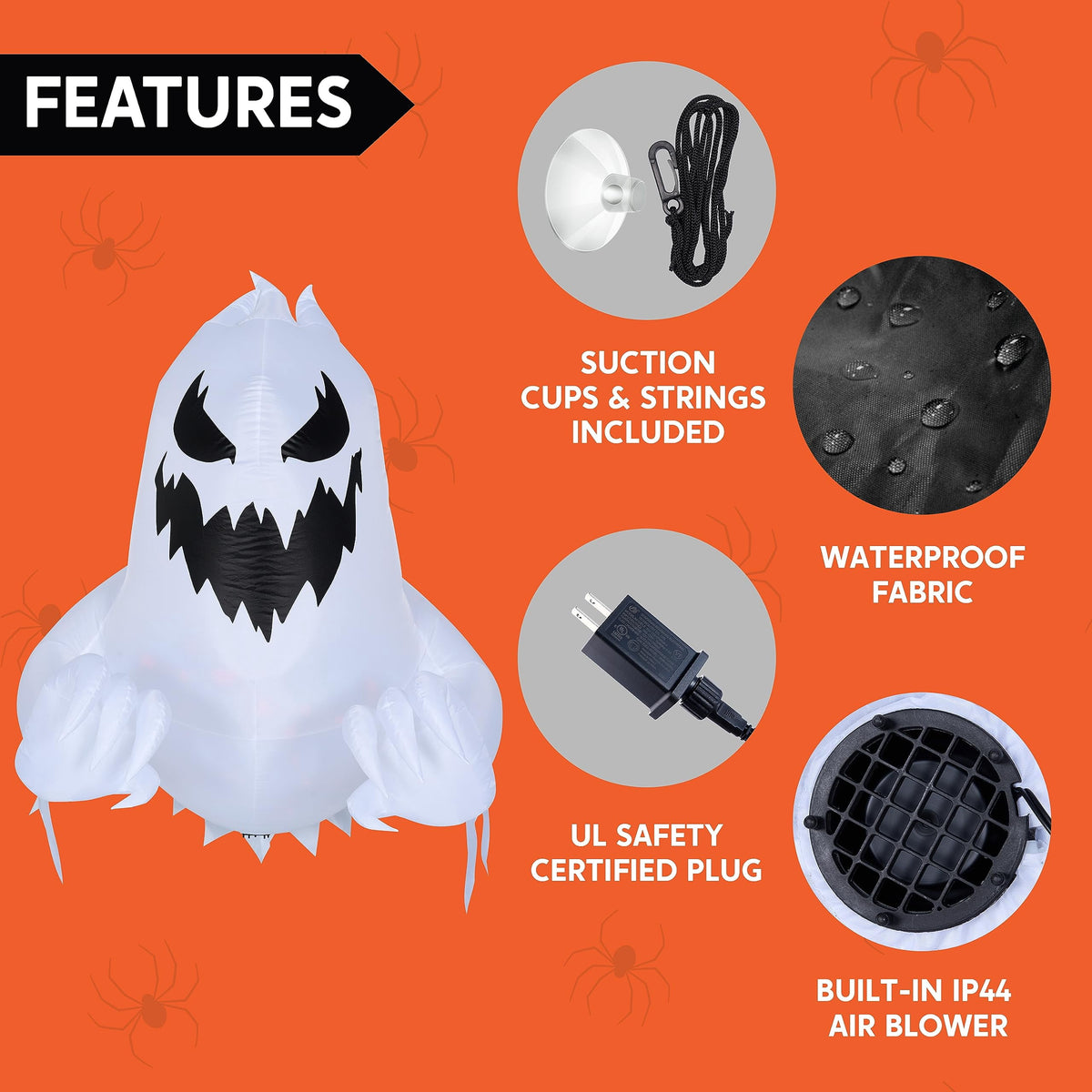 Joyfy 4 FT Halloween Inflatable Purple Octupos Head with Tentacles Broke Out from Window with Built-in LED Blow Up Inflatable for Window Decoration Yard Garden Lawn Decor