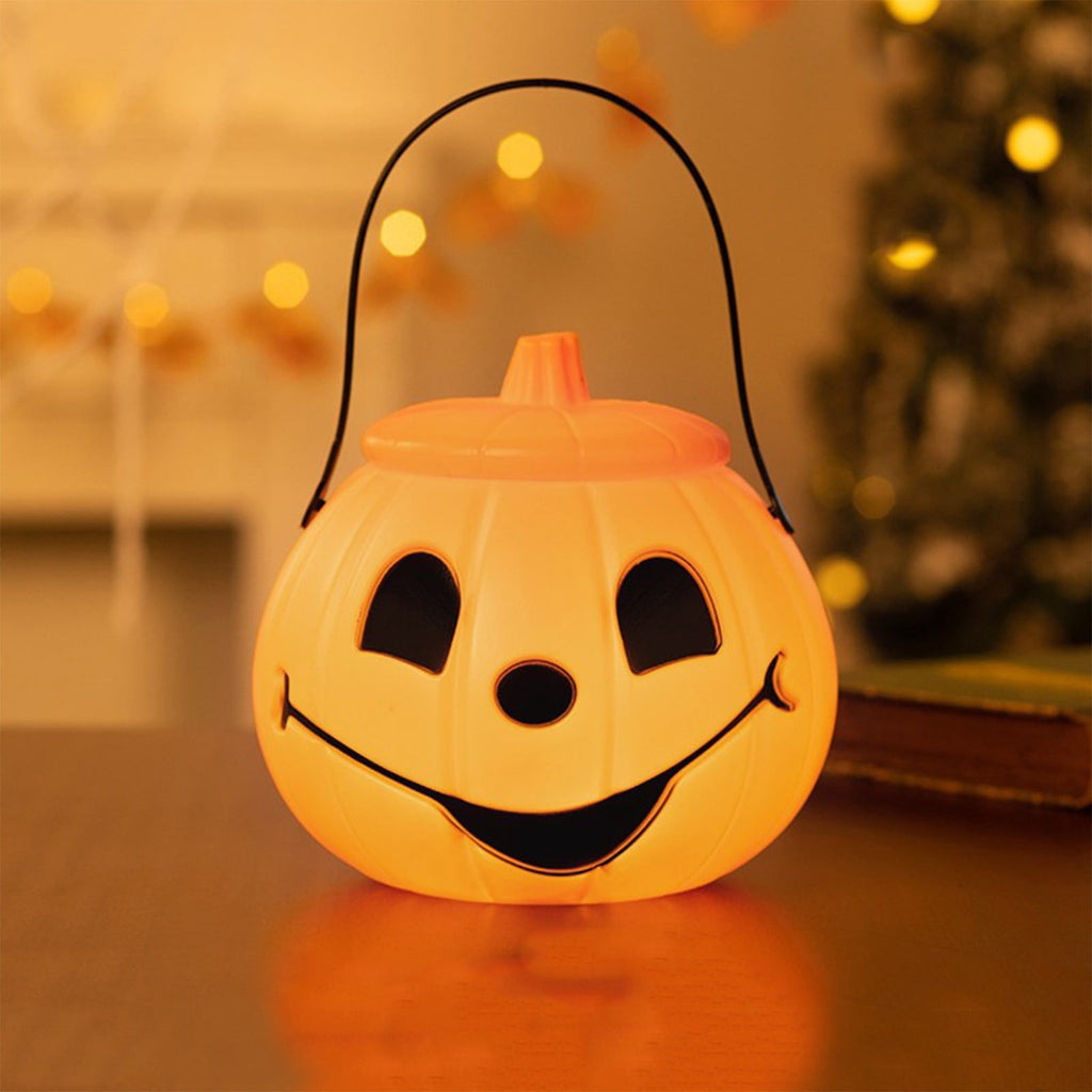 Kyusrd Trick or Treat Halloween Lantern Pumpkin Decoration Lighted Table Centerpieces Ornaments Spooky Pumpkin Prop Decor Decorative Wedding Candy Bowl Organizer Canisters
