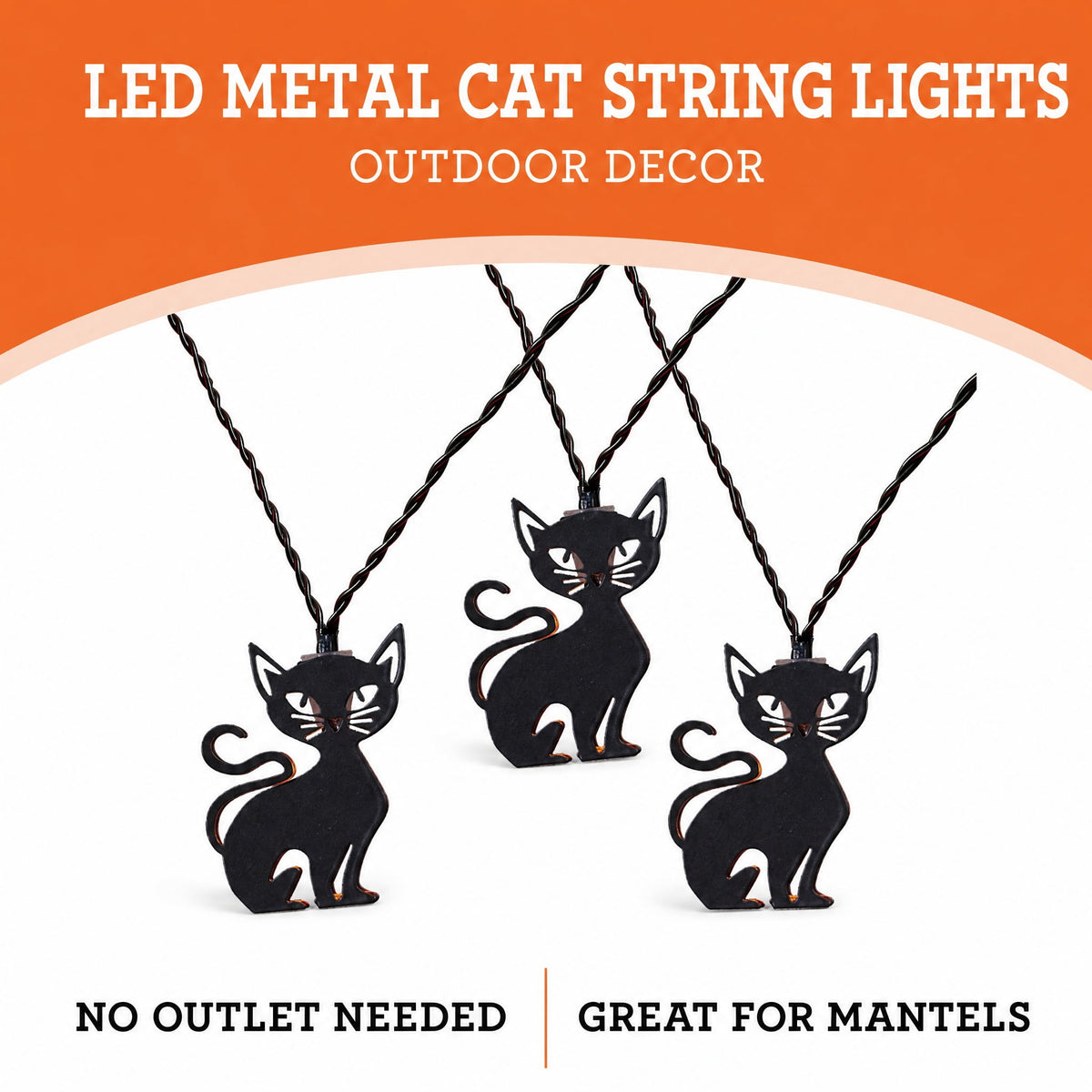 Indoor 10-Count Battery-Operated LED Metal Pumpkin String Lights, Orange, 4.5', Halloween by Way To Celebrate