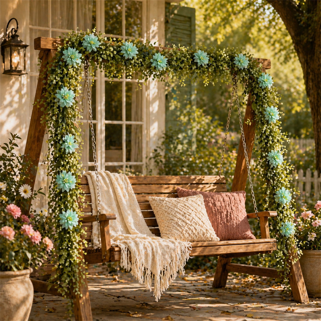 Spring Artificial Flowers Garland, 70 inch Fake Eucalyptus Vine Cherrys Blossoms Hanging Garland Rattan for Mantle Fireplace Wedding Indoor Outdoor Home Decor