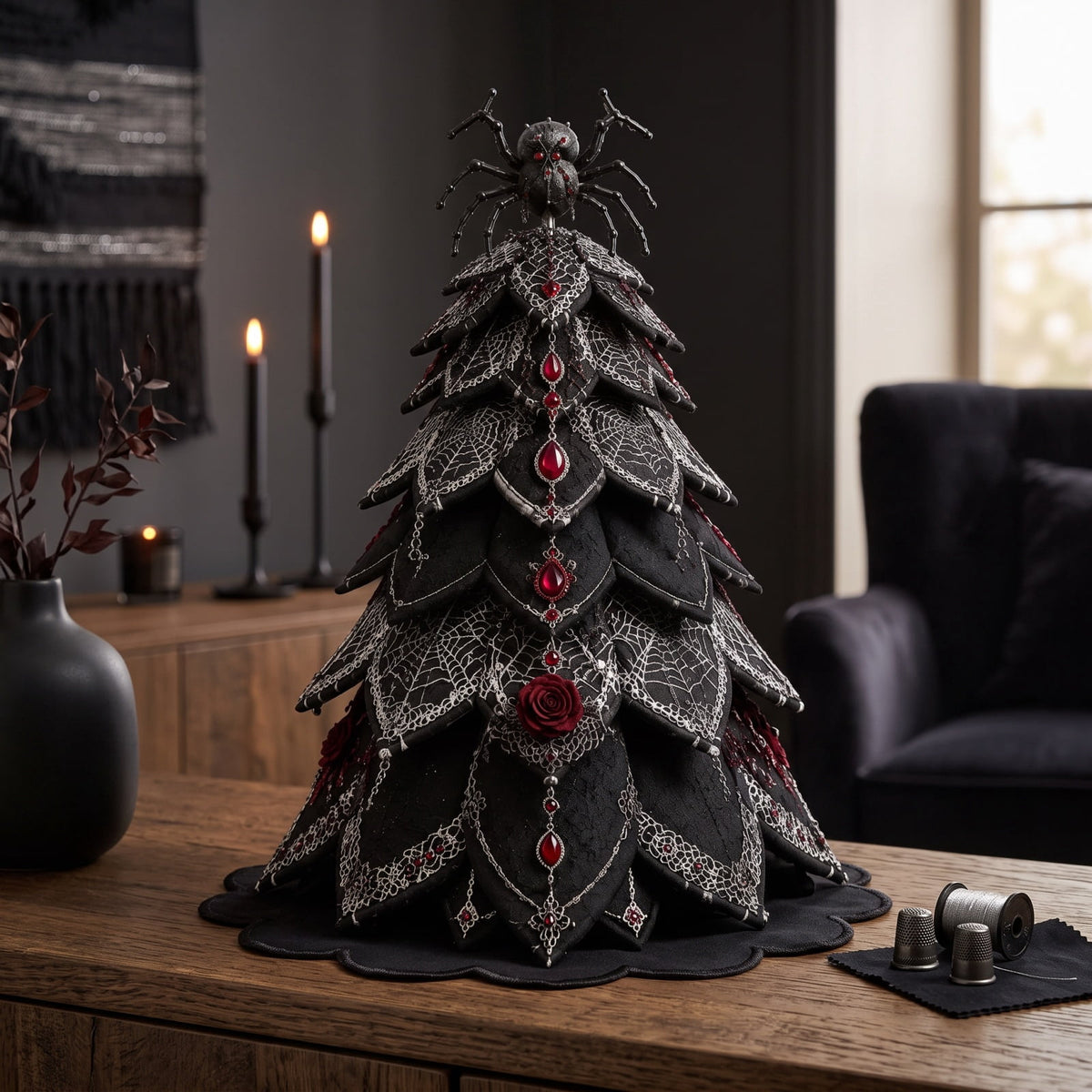 Halloween Fabric Trees - 11.8" DIY Halloween Quilted Fabric Tree Kit, Black Cat Pumpkin Witch Design, Sewing Patchwork Ghost Trees Holiday Table Mantel Decor, Handmade Gift for Craft Lovers
