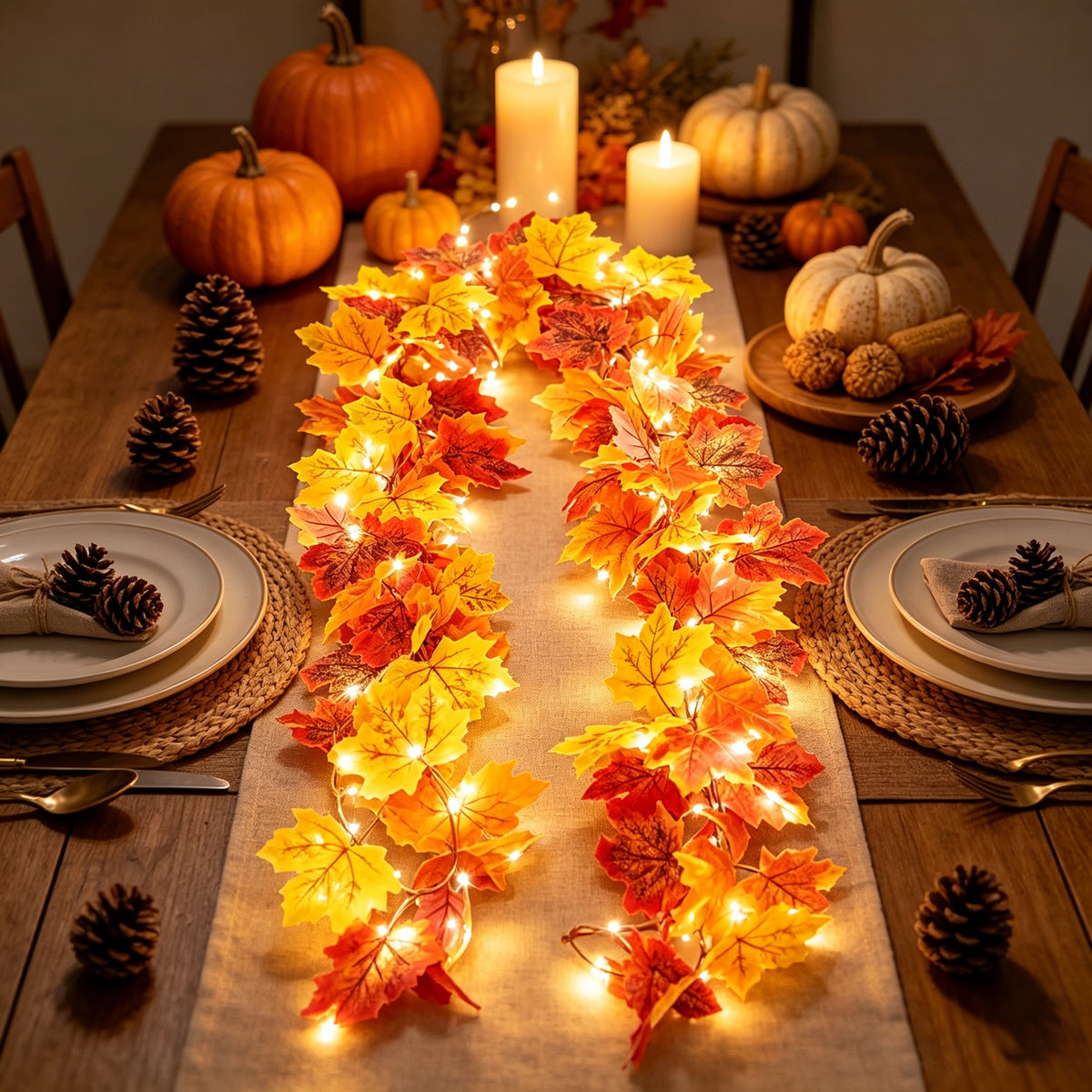 Halloween Black Garland with LED Lights 70.87 Inch Gothic Foliage for Mantel Stair Halloween Party Home Indoor Decor