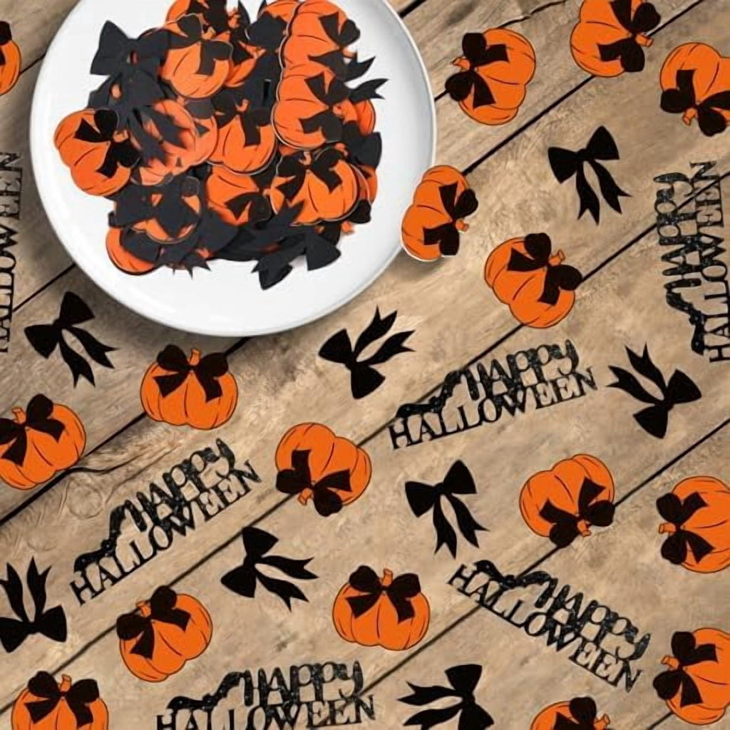 200 Piece Black Bow and Pumpkin Halloween Confetti