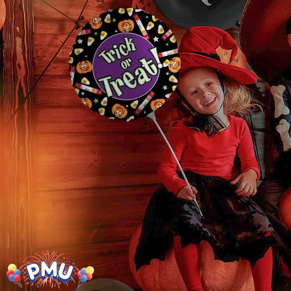 PMU Halloween Party Decoration "Happy Halloween" Jack Faces Aglow 18 Inch Mylar-Foil Balloon (1pkg) Pkg/1
