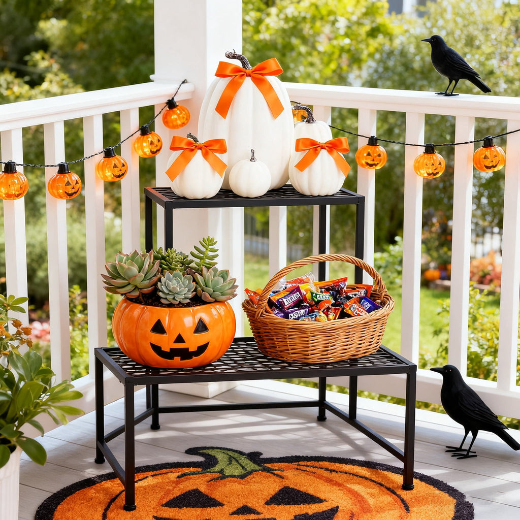 YOYTOO 7 Pcs Artificial Fake Pumpkins Fall Decoration, 4 Sizes, DIY Foam Pumpkins for Halloween Autumn Harvest Thanksgiving Table top House Dining Table Party Decoration (Orange)