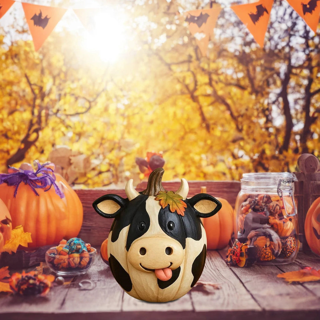 Farm Animal Pumpkin Figurines, Cute Funny Resin Cow Duck Sheep Pig Chicken Horse Statue, Autumn Fall Thanksgiving Halloween Table Centerpiece, Home Desktop Decor, 5-Inch