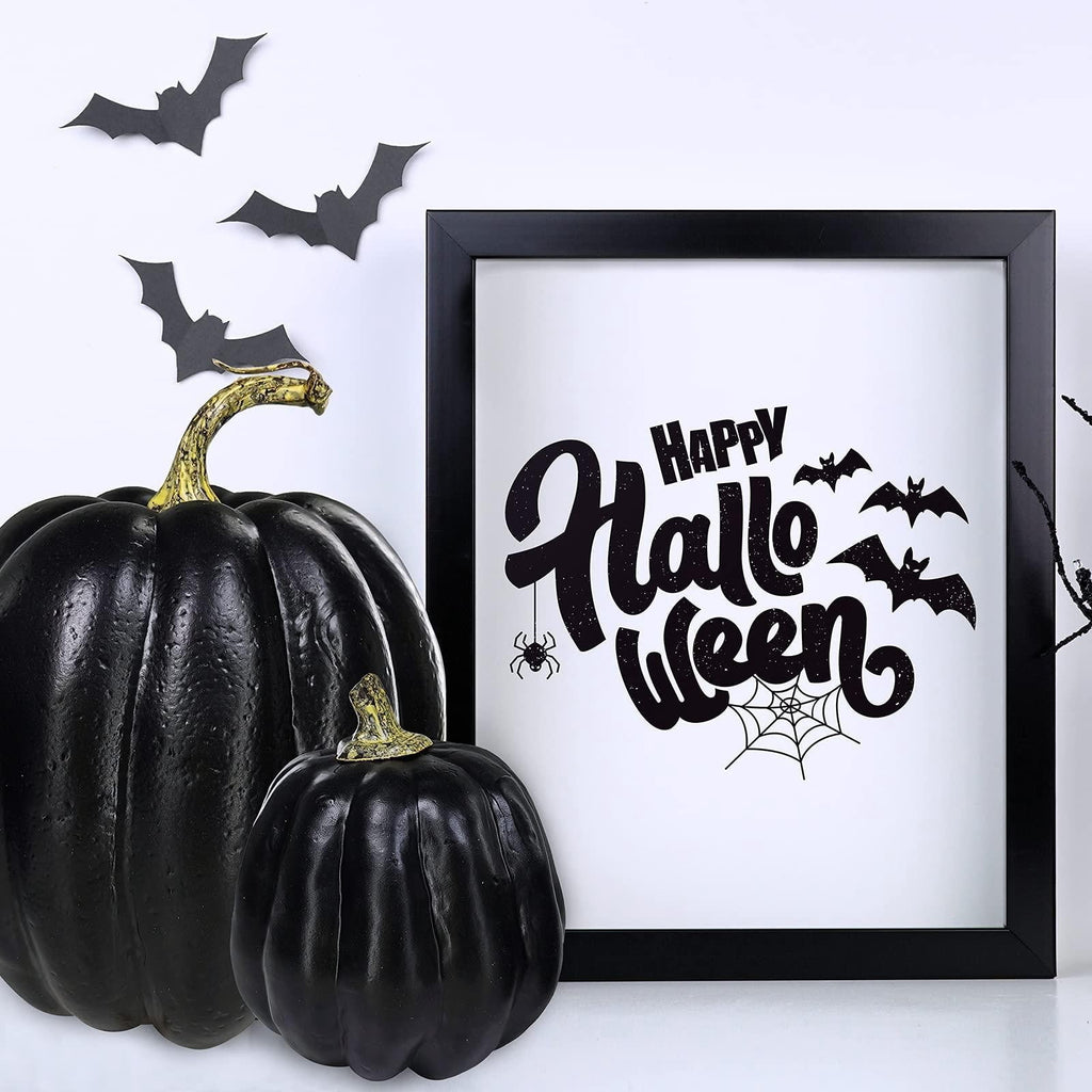 PPKVUFD 7Pcs Artificial Pumpkins Bulk Faux Harvest for Fall Wedding Centerpiece Black, Artificial Plastic Pumpkins Perfect for Halloween Decor Thanksgiving Table Decor