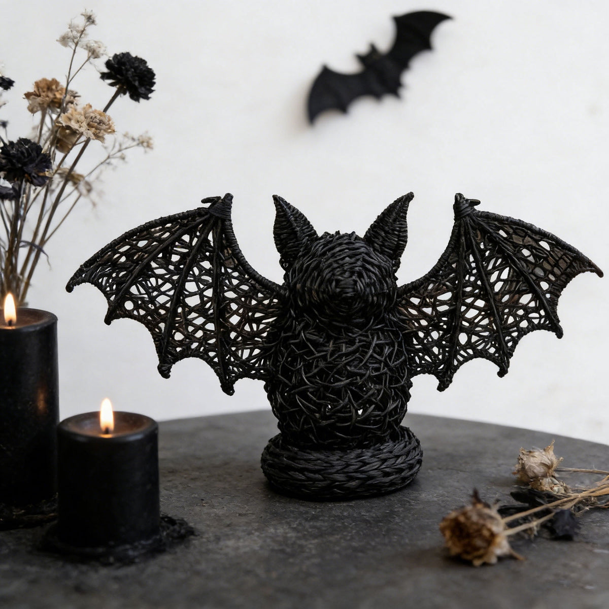 2026 Black Halloween Pumpkin, Halloween Seaweed and Pumpkin Decorations Fall Table Centerpiece for Autumn Fall Holiday Party Home Decor and Festive Fireplace Mantel Display , 11.8 Inch A