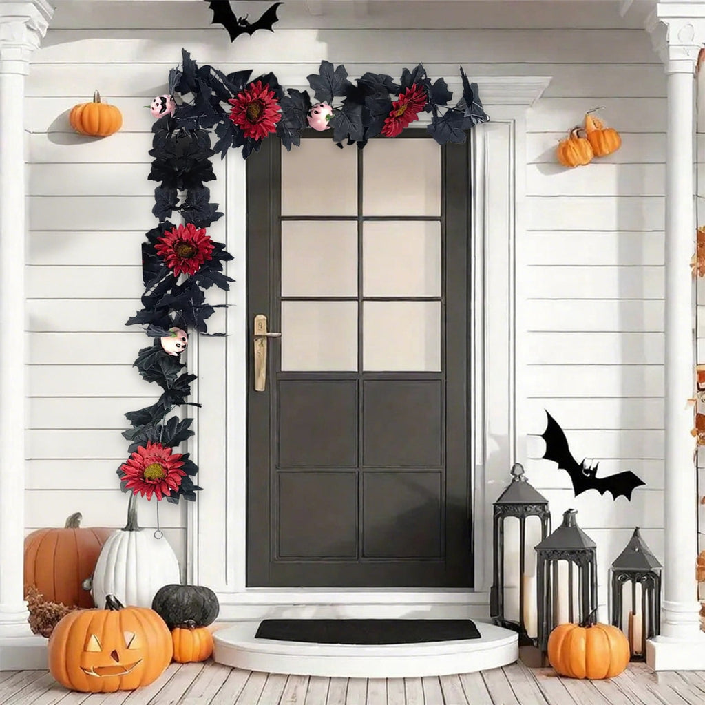 Halloween Pumpkin Garland - 68" Fall Leaf Decor for Mantle, Staircase & Porch, Outdoor/Indoor Autumn Thanksgiving Party Decoration (Multicolor)