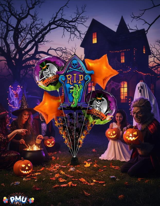 PMU Halloween Flying Ghost 24 Inch Mylar-Foil Balloon (10/pkg) Pkg/1