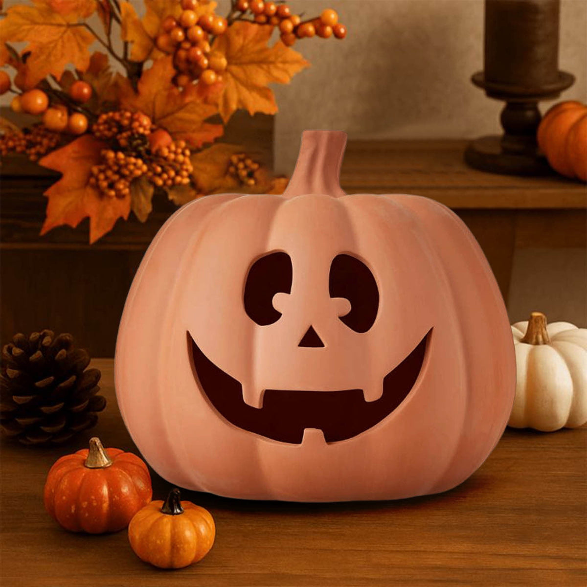 Luoshdecor Pumpkin Decoration , Resin Reusable Carved Pumpkin for Thanksgiving Halloween Fall Indoor Outdoor Decor Party Supplies