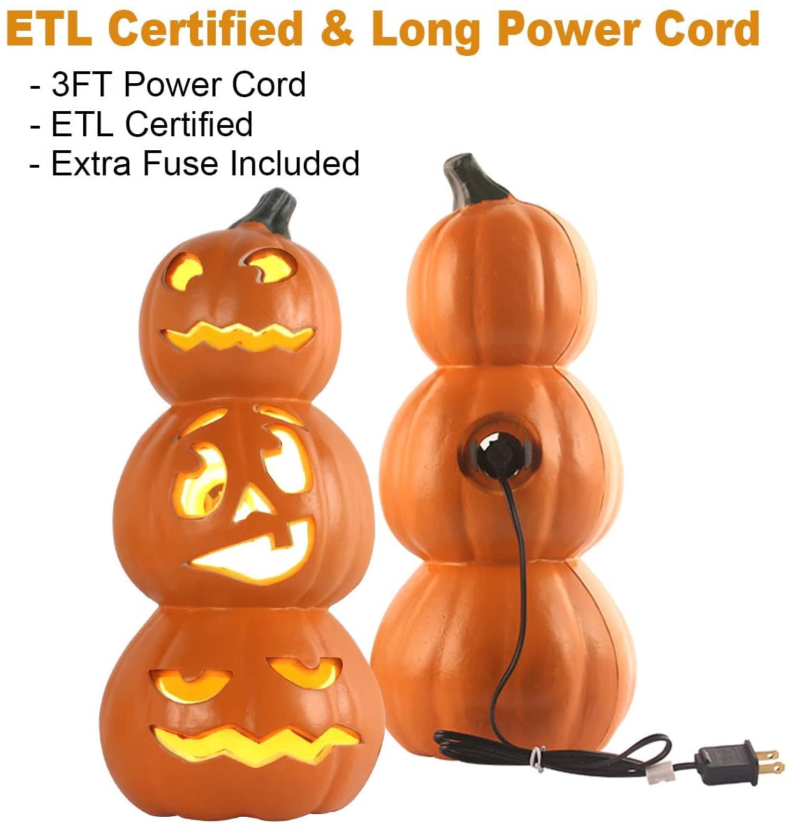 Gamexcel 14in Halloween Pumpkin Jack O Lantern With LED Bulb Indoor/Outdoor Pumpkin Party Decoration
