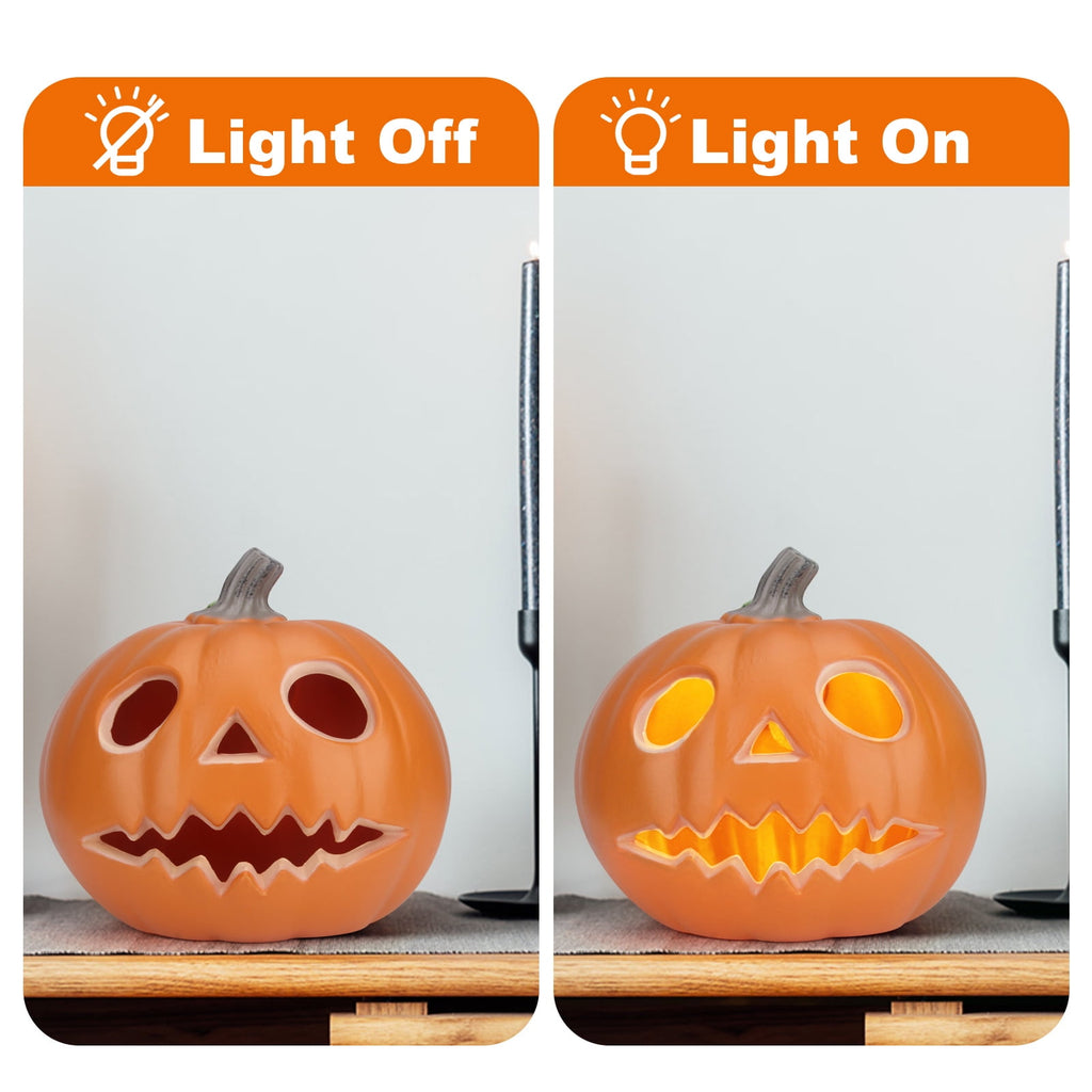 Gamexcel 10in Waterproof LED Jack O Lantern Pumpkin - Halloween Light-Up Lamp For Garden & Home