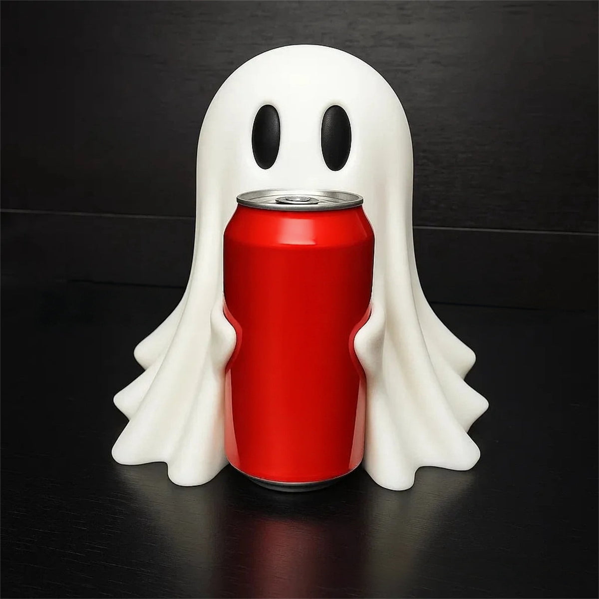Halloween Ghost Figurine, Resin Lighted Ghost Ornament with Pumpkin Lantern & Beverage Cup, Tabletop Halloween Indoor Decor