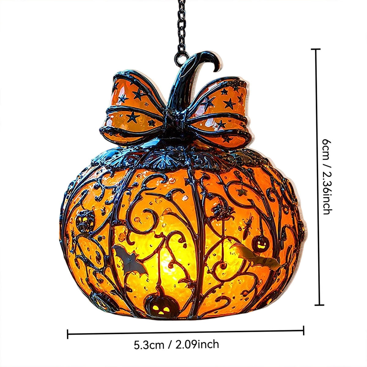 AZXY Stained Glass Hanging Pumpkin Ornament, Halloween Decor, Halloween Pumpkins, Halloween Decorations, Halloween Party Decor,Bat Star Pumpkin Hanging Decor for Indoor Window Tabletop