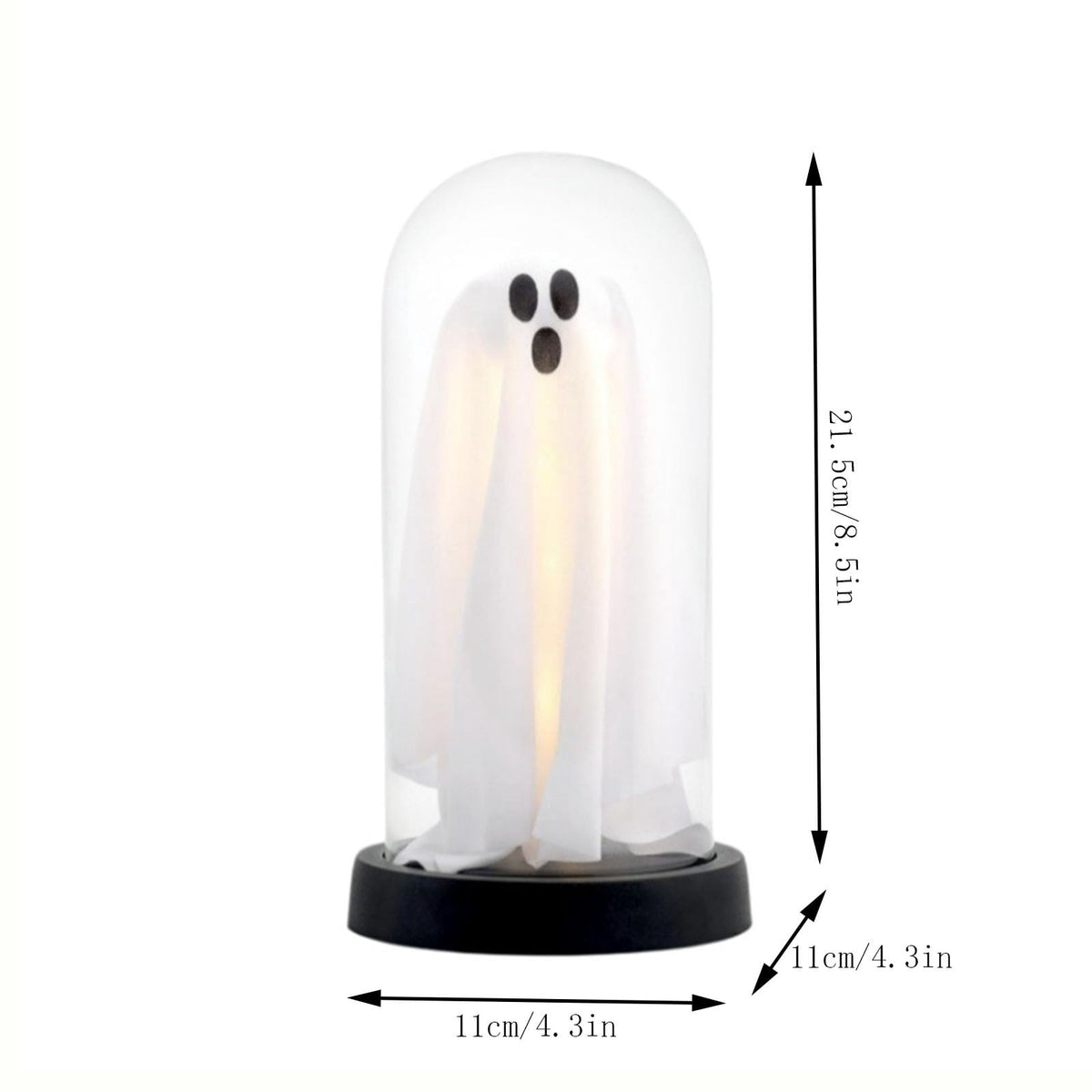 Orangide Halloween Ghost Cloche Night Light Fabric Ghost Lamp with Glass Dome for Mantel Shelf Spooky Party and Home Decor Ornament