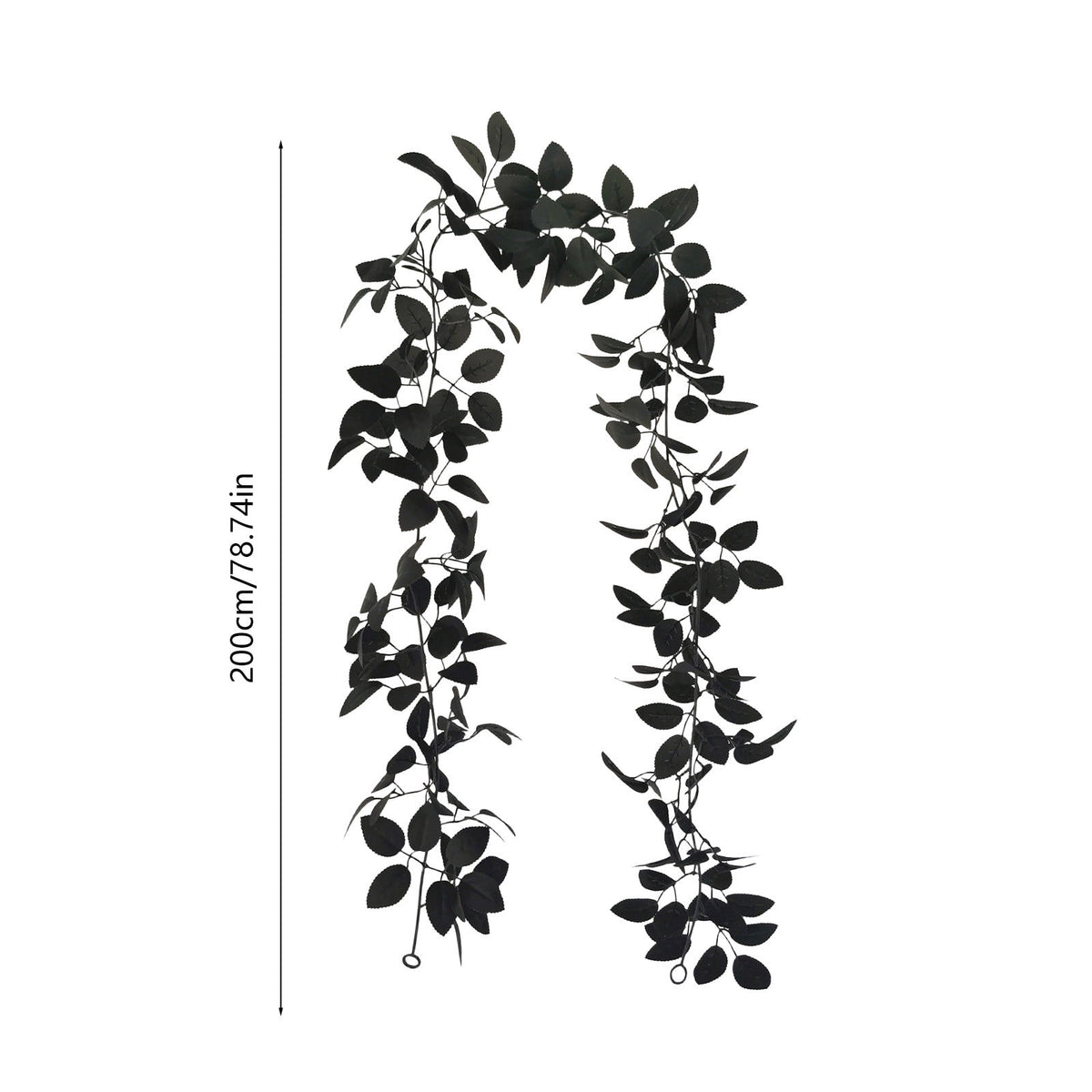 Halloween Black Garland with LED Lights 70.87 Inch Gothic Foliage for Mantel Stair Halloween Party Home Indoor Decor