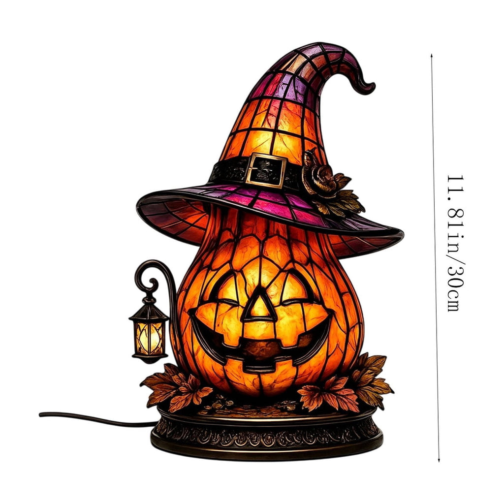 Diceymbol 11.81 Inch Halloween Ghost Night Light, Witch Hat Ghost Lamp with Jack O Lantern, Halloween Decorations Indoor for Table Mantel Party Decor