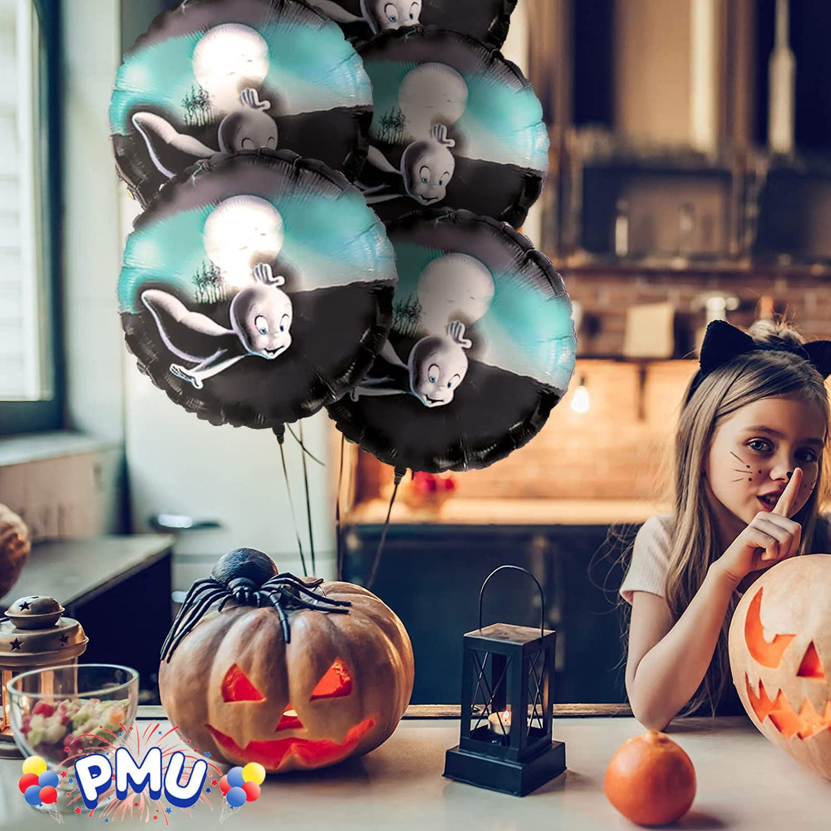 PMU Halloween Party Decoration "Happy Halloween" Jack Faces Aglow 18 Inch Mylar-Foil Balloon (1pkg) Pkg/1