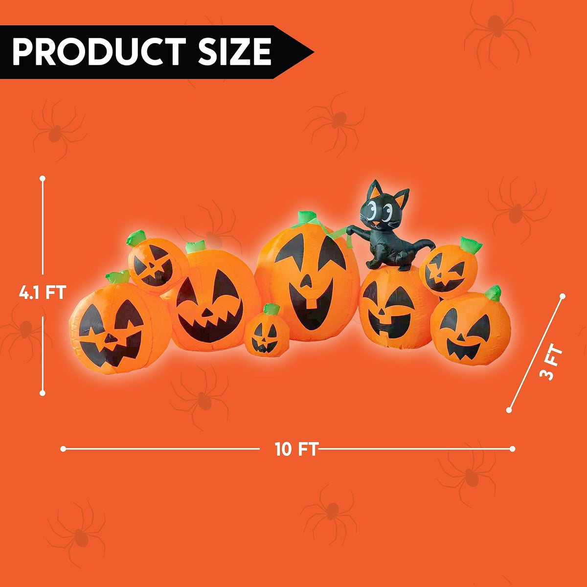 Joyfy 10 Ft Tall Halloween Inflatables Pumpkin,Giant Pumpki Blow Up Decor with Built-in LED Lights,Outdoor Decorations for Yard,Lawn,Garden