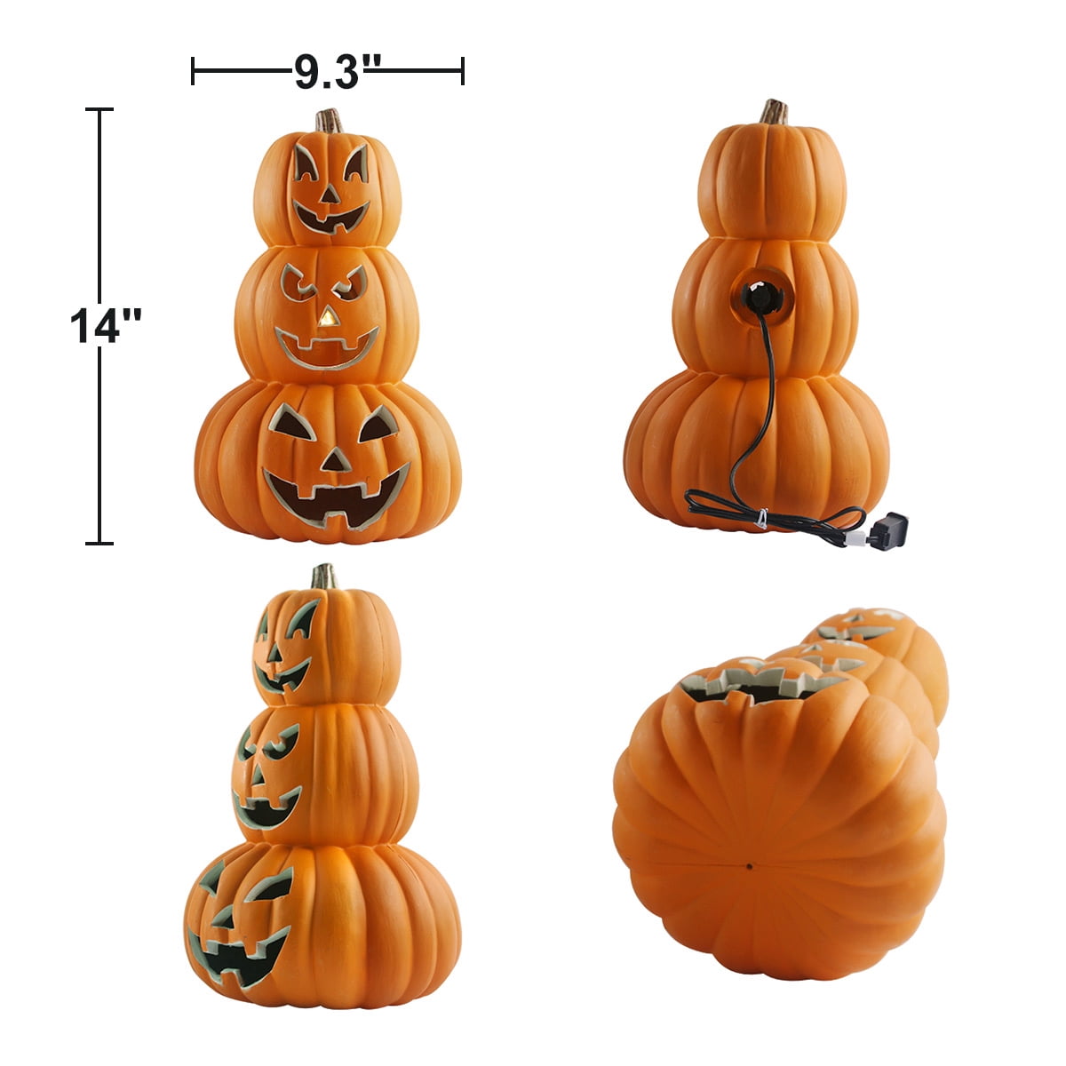 Gamexcel 14in Halloween Pumpkin Jack O Lantern With LED Bulb Indoor/Outdoor Pumpkin Party Decoration
