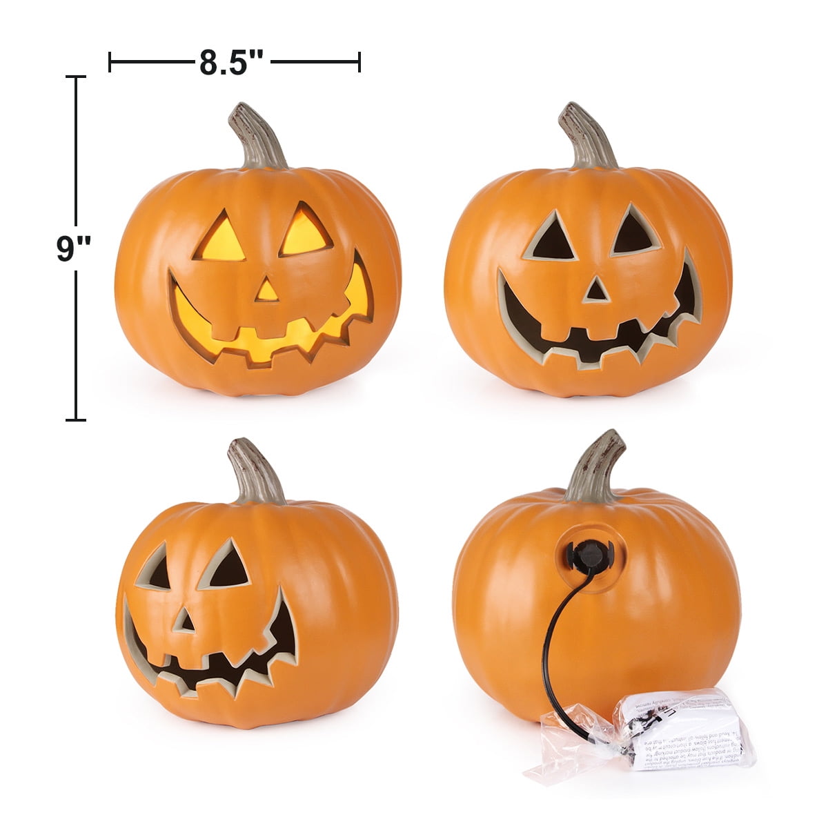 DUNCHATY 10in Halloween LED Light Up Pumpkin Jack O Latern Lamp Decor for Yard Garden Indoor Outdoor