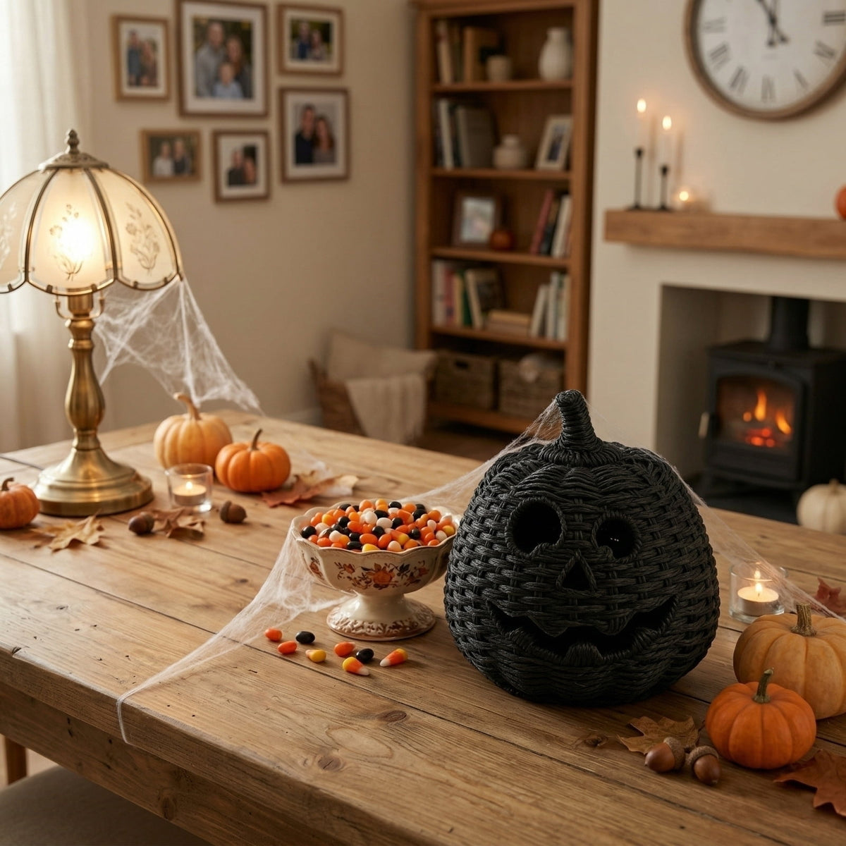 Handwoven Rattan Ghost Lantern with Witch Hat - 13.78 Inch White Wicker Ghost Decor, Light Up Halloween Decorations for Indoor Outdoor, Porch, Patio, Spooky Home Decor, Fall Harvest