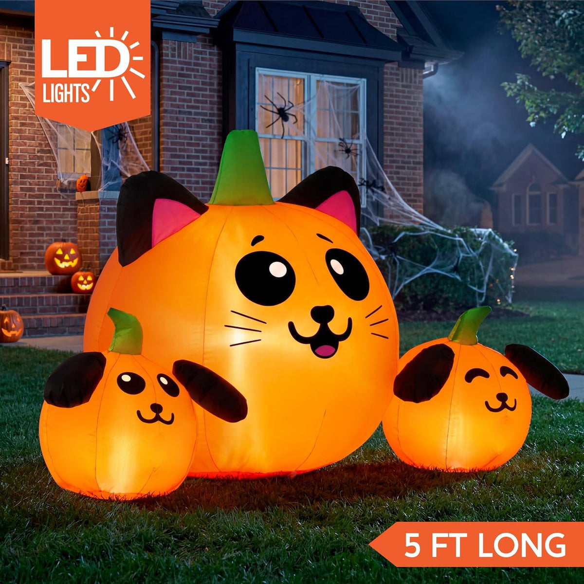 Joyfy 10 Ft Tall Halloween Inflatables Pumpkin,Giant Pumpki Blow Up Decor with Built-in LED Lights,Outdoor Decorations for Yard,Lawn,Garden