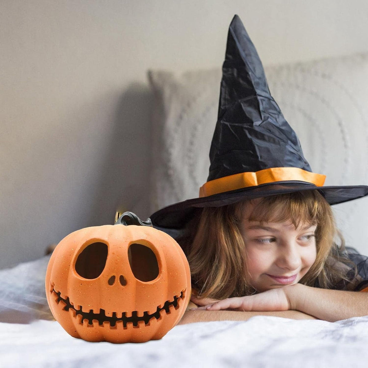 Halloween Pumpkin Decorations Jack-O-Lantern Light Up Pumpkin Vintage Halloween Decorations Large Plastic Pumpkin for Porch Funny Pumpkin Decor for Halloween Indoor and Outdoor Decor