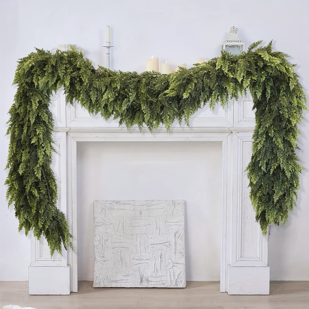 Spring Artificial Flowers Garland, 70 inch Fake Eucalyptus Vine Cherrys Blossoms Hanging Garland Rattan for Mantle Fireplace Wedding Indoor Outdoor Home Decor