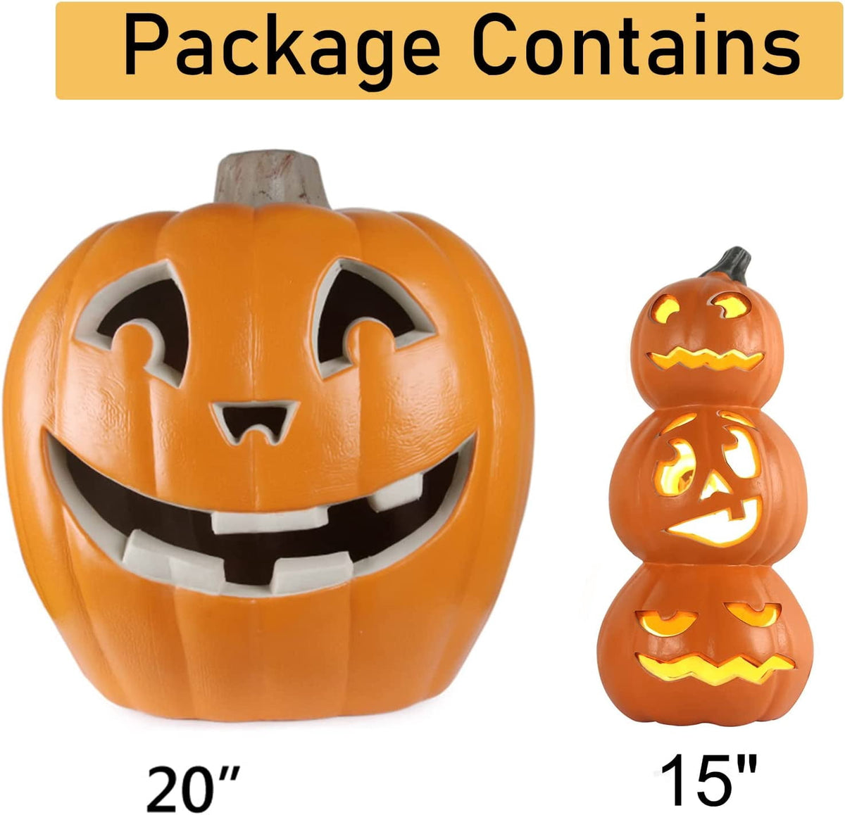 6" Jack O' Lantern - Battery Operated Halloween Pumpkin Lantern - Waterproof for Indoor Outdoor Decorations Favors
